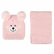 Cozy Pink Bear Toddler’s Hat And Scarf Set