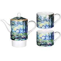 Monet Water Lilies Tea For Two Stacking Teapot & Mugs