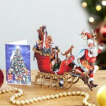 Cat Sleigh 3D Christmas Card