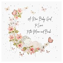 Mimosa Moon Baby Girl New Baby Card
