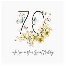 Butterflies & Flowers 70 Luxury Birthday Card