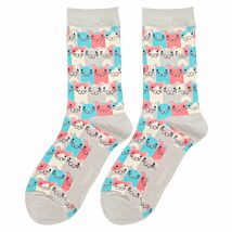 Silver Happy Cats Women’s Bamboo Socks