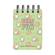 ‘Here Come’s The Fun’ Corgis Mini Spiral Notepad