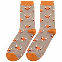 Khaki Highland Cows Men’s Bamboo Socks