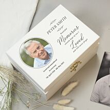 Personalised Memorial Photo Upload White Wooden Box