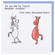 Funny Farm French Designer Sandals Birthday Card