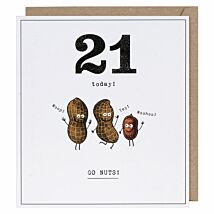 Etched 21 Go Nuts Birthday Card