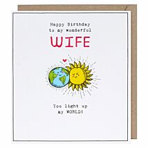Etched Light Up My World Wife Birthday Card