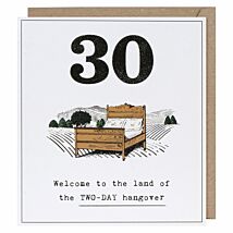 Etched 30 Two-Day Hangover Birthday Card