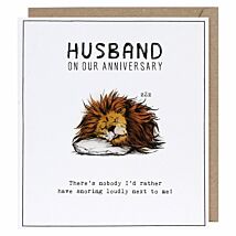 Etched Snoring Loudly Husband Anniversary Card
