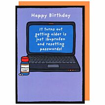 Monkeyshines Ibuprofen And Resetting Passwords Birthday Card