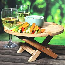 Bamboo Folding Snack Table with Wine Glass Holders