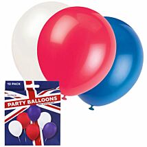 Pack of 12 Red, White and Blue Balloons