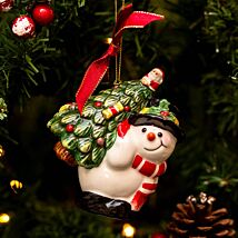 Christmas Tree ‘Snowman Carrying Tree’ Hanging Tree Ornament