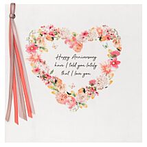 Floral Heart Luxury Anniversary Card
