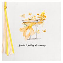 Bubbles Luxury Golden Wedding Anniversary Card