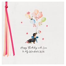 Dachshund Balloons Wonderful Wife Luxury Birthday Card