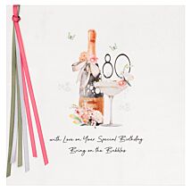 Bubbles 80 Luxury Birthday Card