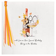 Bubbles 90 Luxury Birthday Card