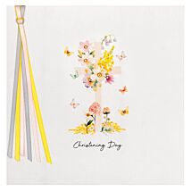 Floral Cross Luxury Christening Day Card