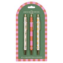 A Dopo Flower/Lemon/Stripes Set of 3 Ballpoint Pens