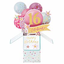Clever Cubes Pastel Balloons 16th Birthday 3D Card