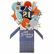 Clever Cubes Balloons & Stars 21st Birthday 3D Card