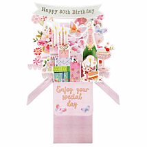 Clever Cubes Pink Birthday Icons 80th Birthday 3D Card