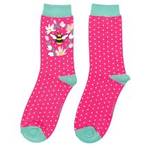 Hot Pink Bumblebee Wreath Women’s Bamboo Socks