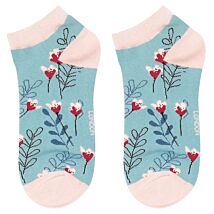 Duck Egg Wild Floral Women’s Bamboo Trainer Socks
