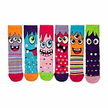 Miss Mashers Box Of 6 Monster Kids Socks