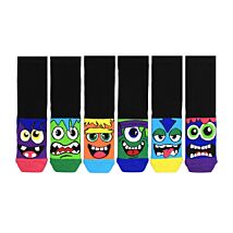 The Mashers Back to School Box Of 6 Monster Kids Socks