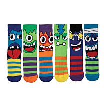 The Mashers Box Of 6 Monster Kids Socks