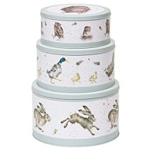 Set of 3 Round Nesting Tins (Hare, Duck, Owl)