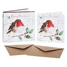 ‘The Jolly Robin’ Set of 8 Gold Foiled Christmas Cards