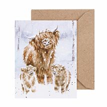 ‘A Highland Christmas’ Cow 9cm Mini Christmas Card