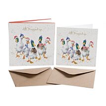 ‘All Wrapped Up’ Set of 8 Gold Foiled Christmas Cards 