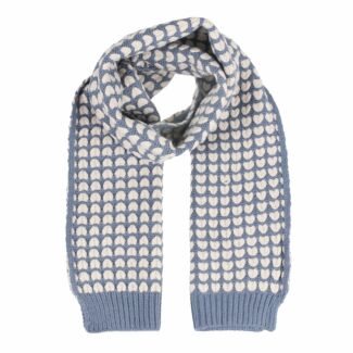 Blue Hearts Knitted Scarf