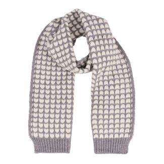 Grey Hearts Knitted Scarf