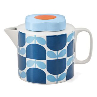 Block Flower Navy Tea Pot