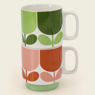 Flower Tomato/Fern Set of 2 Mugs