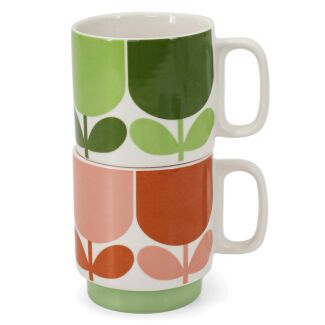 Flower Tomato/Fern Set of 2 Mugs