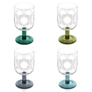 Atomic Flower Green Shades Set of 4 Wine Glasses