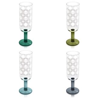 Atomic Flower Green Shades Set of 4 Champagne Glasses