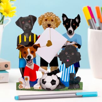 Footy Dogs 3D Greetings Card