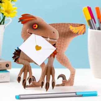 Velociraptor 3D Greetings Card