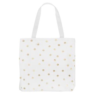 Gold Dot with Script Canvas Book Tote Bag