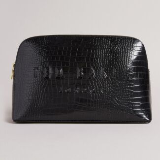 CROCANA Jet Black Croc Washbag