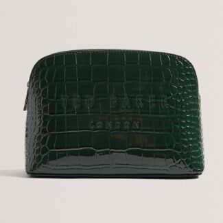 CROCALA Mid Green Croc Makeup Bag