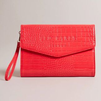 CROCEY Coral Croc Envelope Pouch Bag